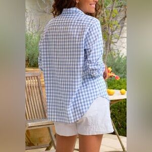Frank & Eileen Barry Blue Gingham Tailored Button Up Shirt in Small